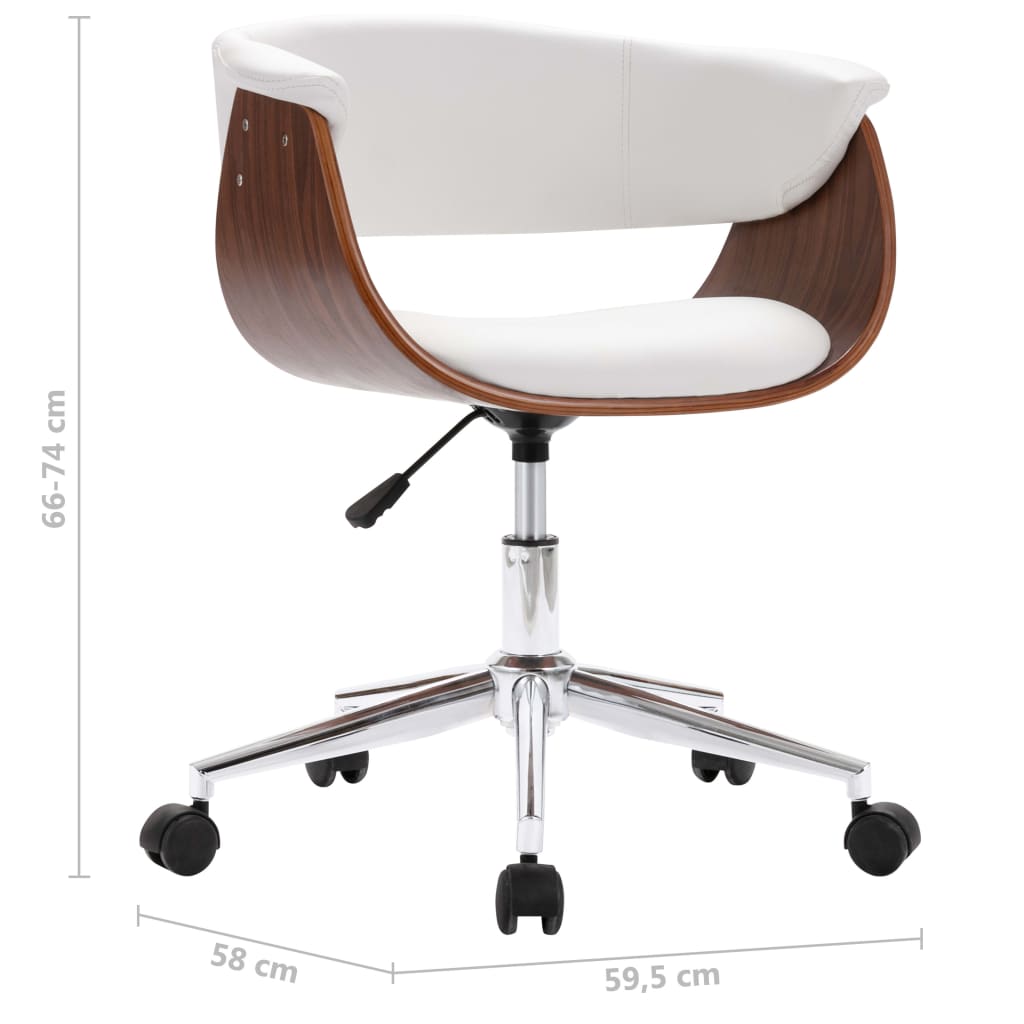 vidaXL Chaise pivotante à manger Blanc Bois courbé et similicuir