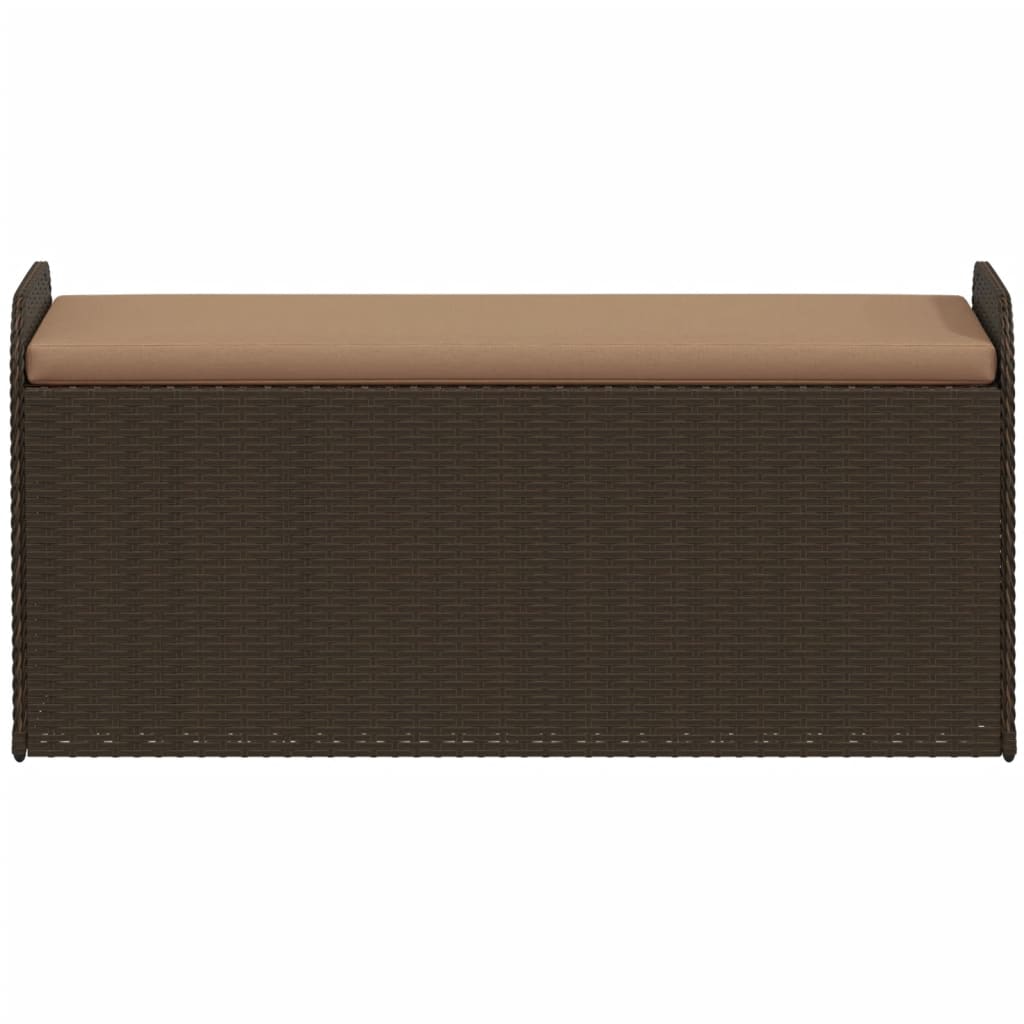 vidaXL Banc de rangement et coussin marron 115x51x52 cm résine tressée