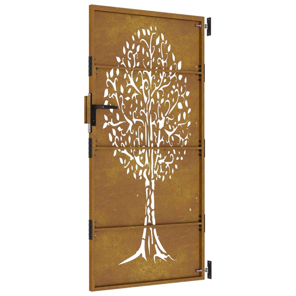 vidaXL Portail de jardin 85x200 cm acier corten conception de l'arbre