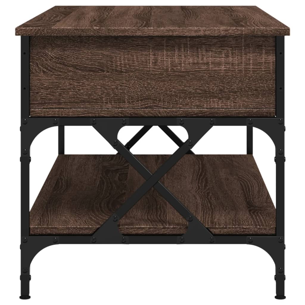 vidaXL Table basse chêne marron 100x50x50cm bois d'ingénierie et métal