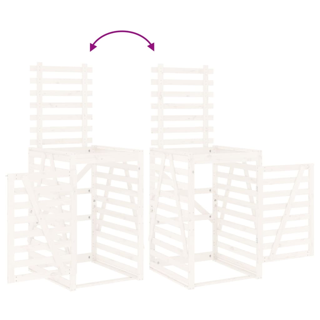 vidaXL Abri pour poubelle sur roulettes blanc bois massif de pin