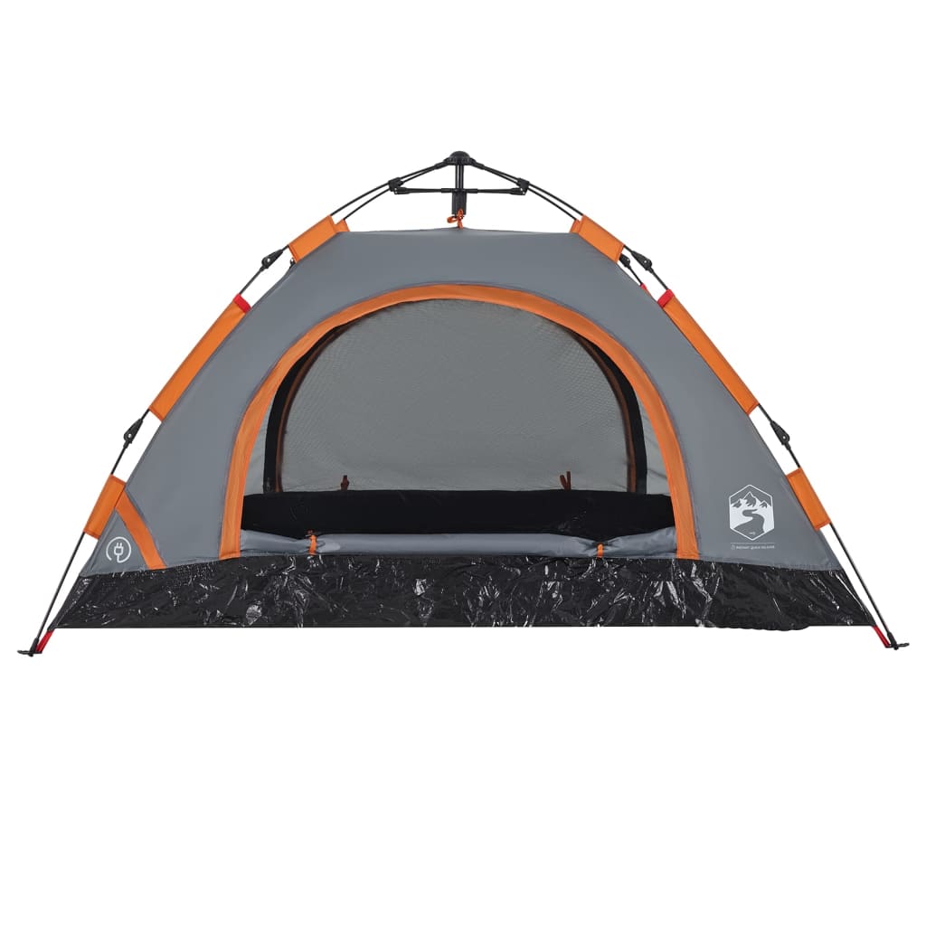 vidaXL Tente de camping 2 personnes gris et orange libération rapide