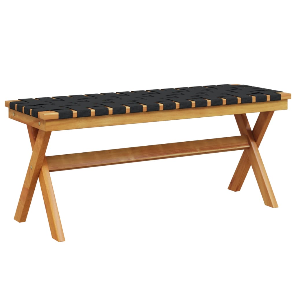 vidaXL Banc de jardin noir bois massif d'acacia et tissu