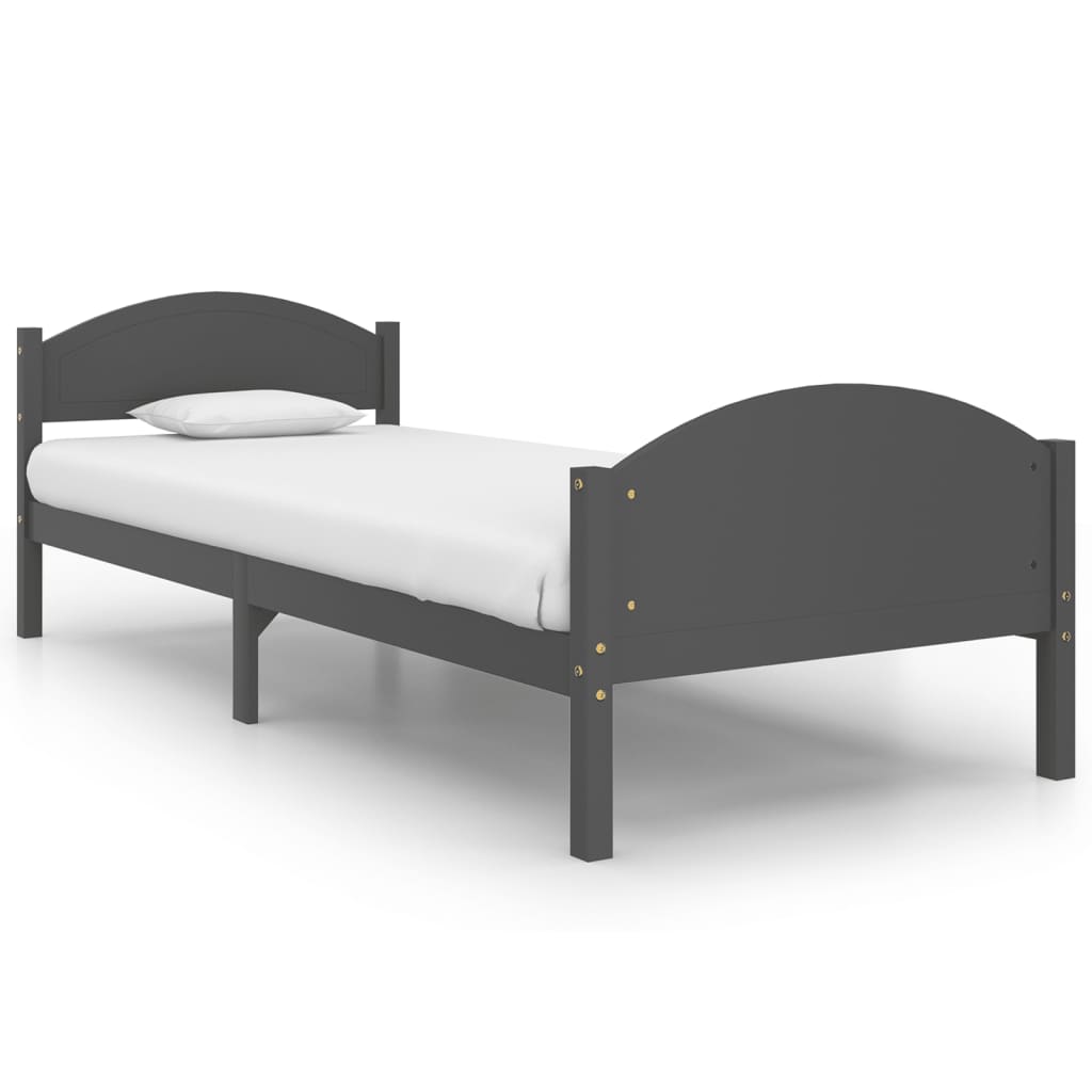 vidaXL Cadre de lit sans matelas gris foncé bois pin massif 90x200cm