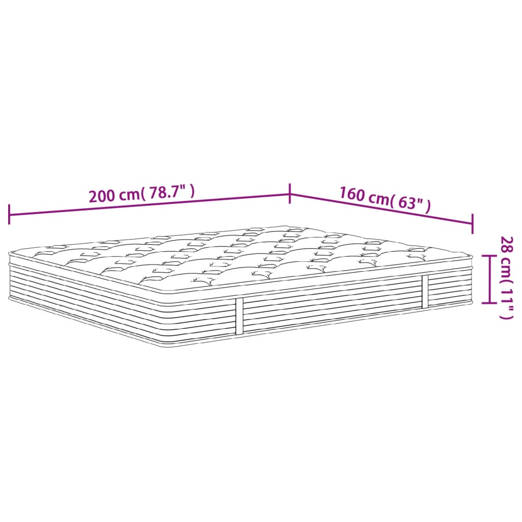 vidaXL Matelas à ressorts ensachés moyen plus 160x200 cm