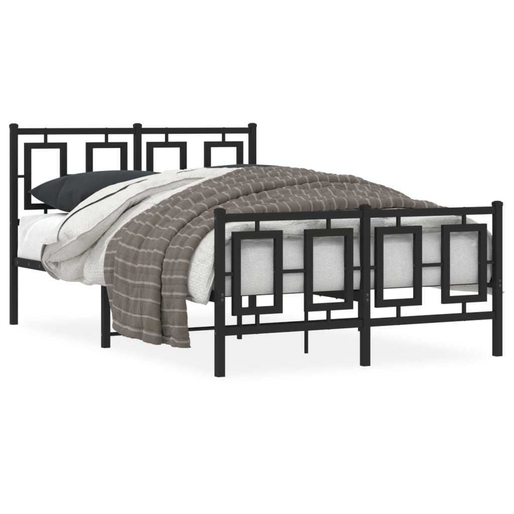 vidaXL Cadre de lit métal sans matelas avec pied de lit noir 120x200cm