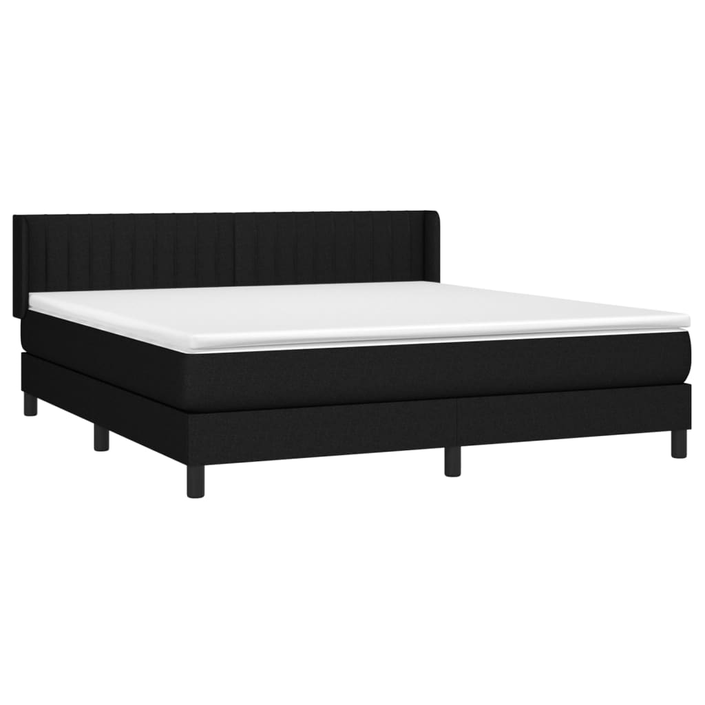 vidaXL Sommier à lattes de lit avec matelas Noir 160x200 cm Tissu