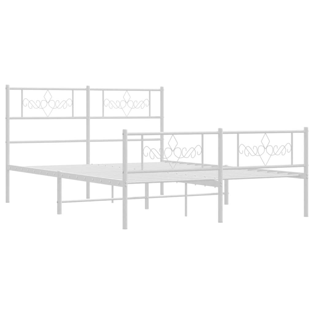 vidaXL Cadre de lit métal sans matelas et pied de lit blanc 150x200 cm