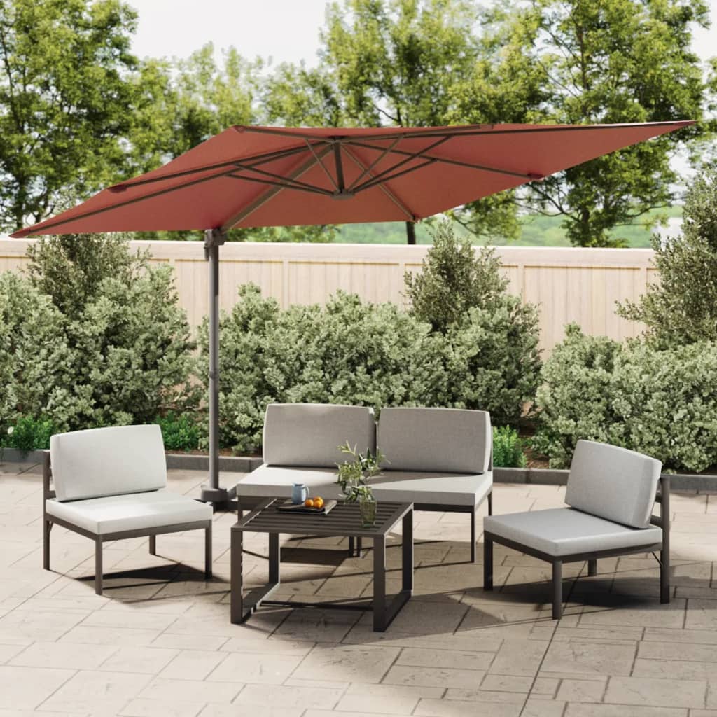 vidaXL Parasol déporté avec mât en aluminium Terre cuite 300x300 cm