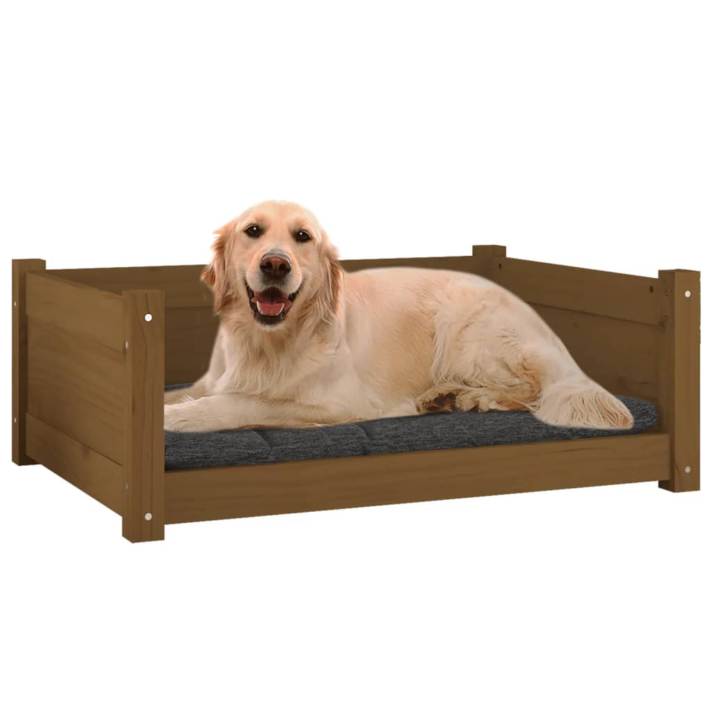 vidaXL Lit pour chien Marron miel 75,5x55,5x28 cm Bois de pin solide