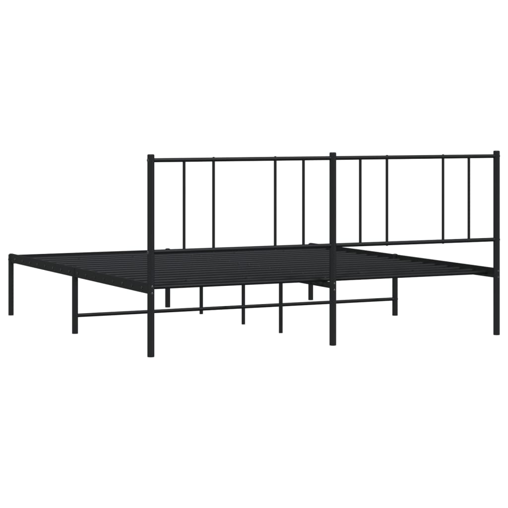 vidaXL Cadre de lit métal sans matelas avec tête de lit noir 183x213cm