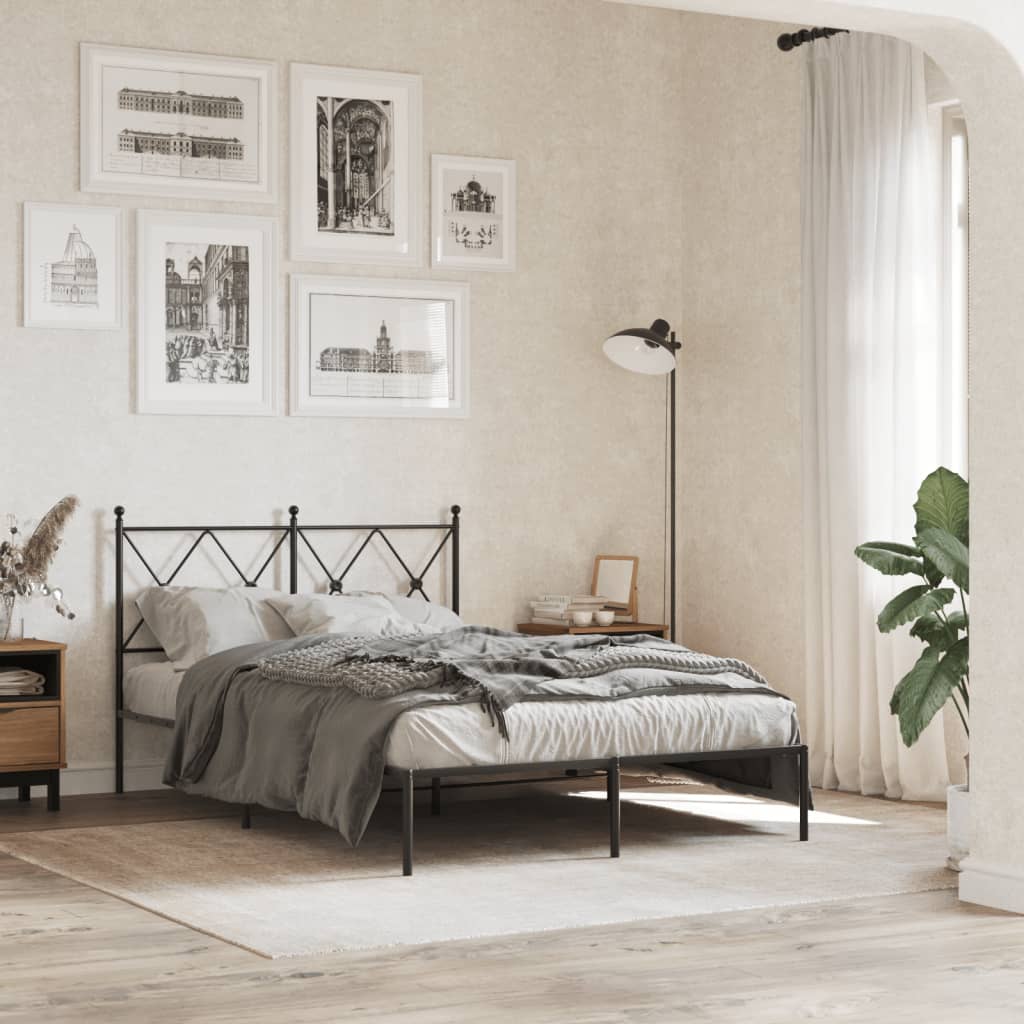 vidaXL Cadre de lit métal sans matelas avec tête de lit noir 120x200cm