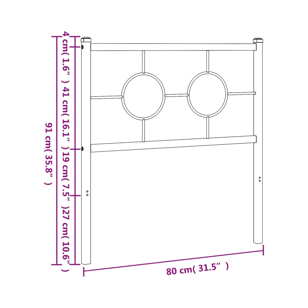 vidaXL Tête de lit métal blanc 75 cm