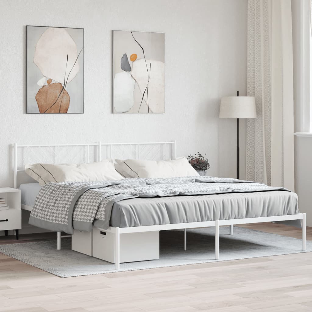 vidaXL Cadre de lit métal sans matelas et tête de lit blanc 183x213 cm