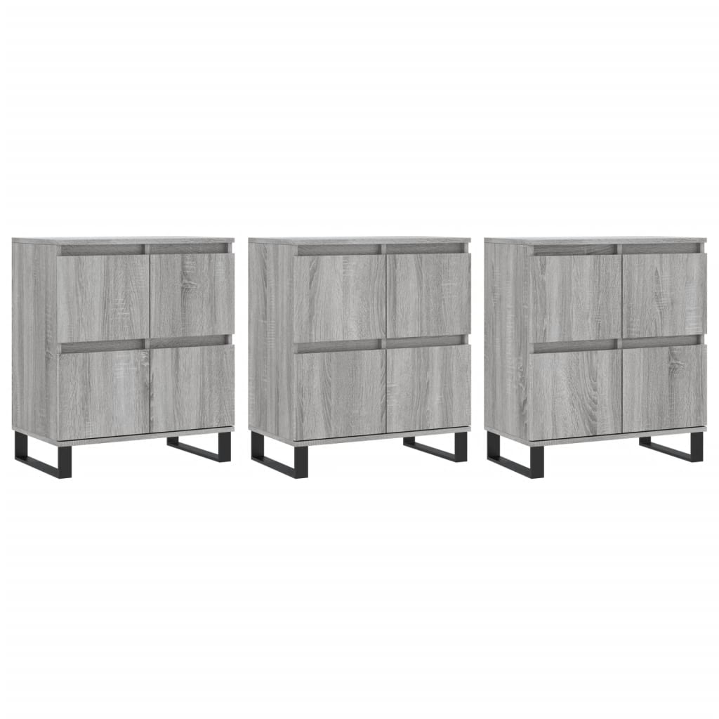 vidaXL Buffets 3 pcs Sonoma gris Bois d'ingénierie