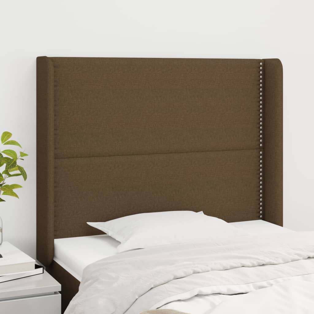 vidaXL Tête de lit avec oreilles Marron foncé 83x16x118/128 cm Tissu