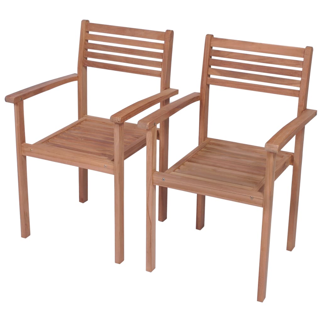 vidaXL Chaises de jardin lot de 2 et coussins beige Bois teck massif