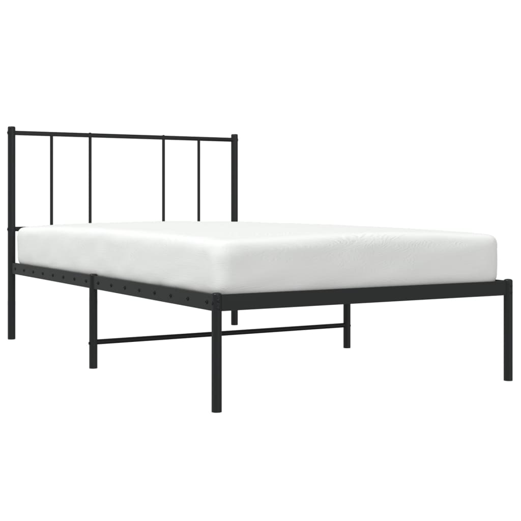 vidaXL Cadre de lit métal sans matelas avec tête de lit noir 75x190 cm