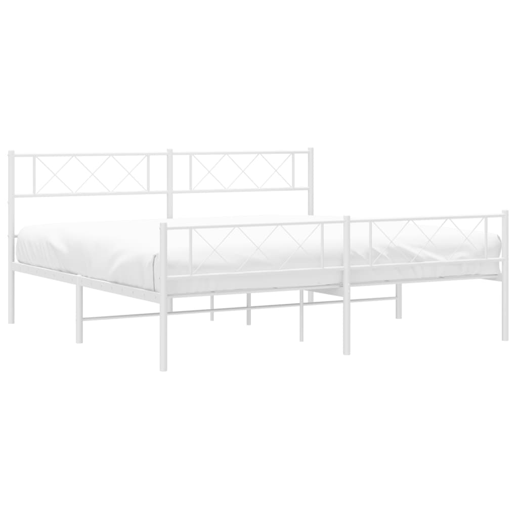 vidaXL Cadre de lit métal sans matelas et pied de lit blanc 193x203 cm