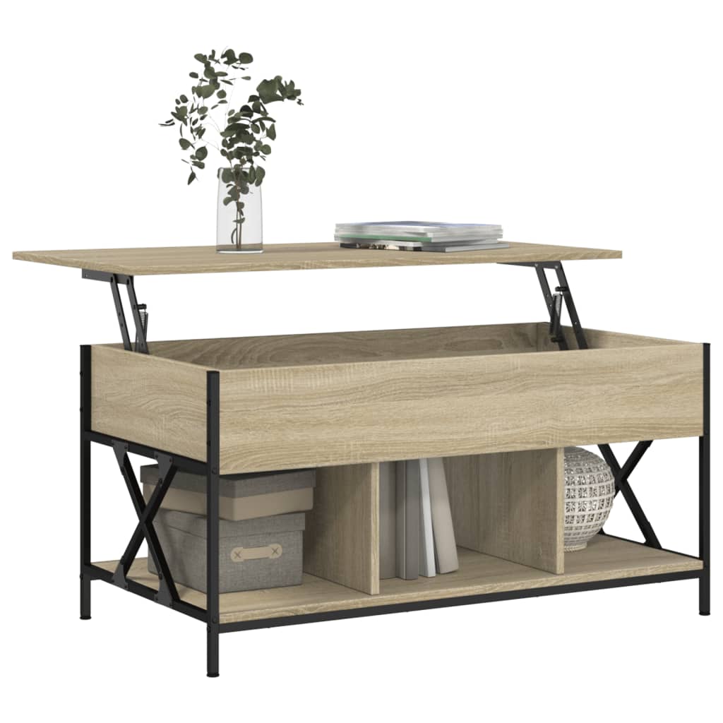 vidaXL Table basse chêne sonoma 100x55x50cm bois d'ingénierie et métal