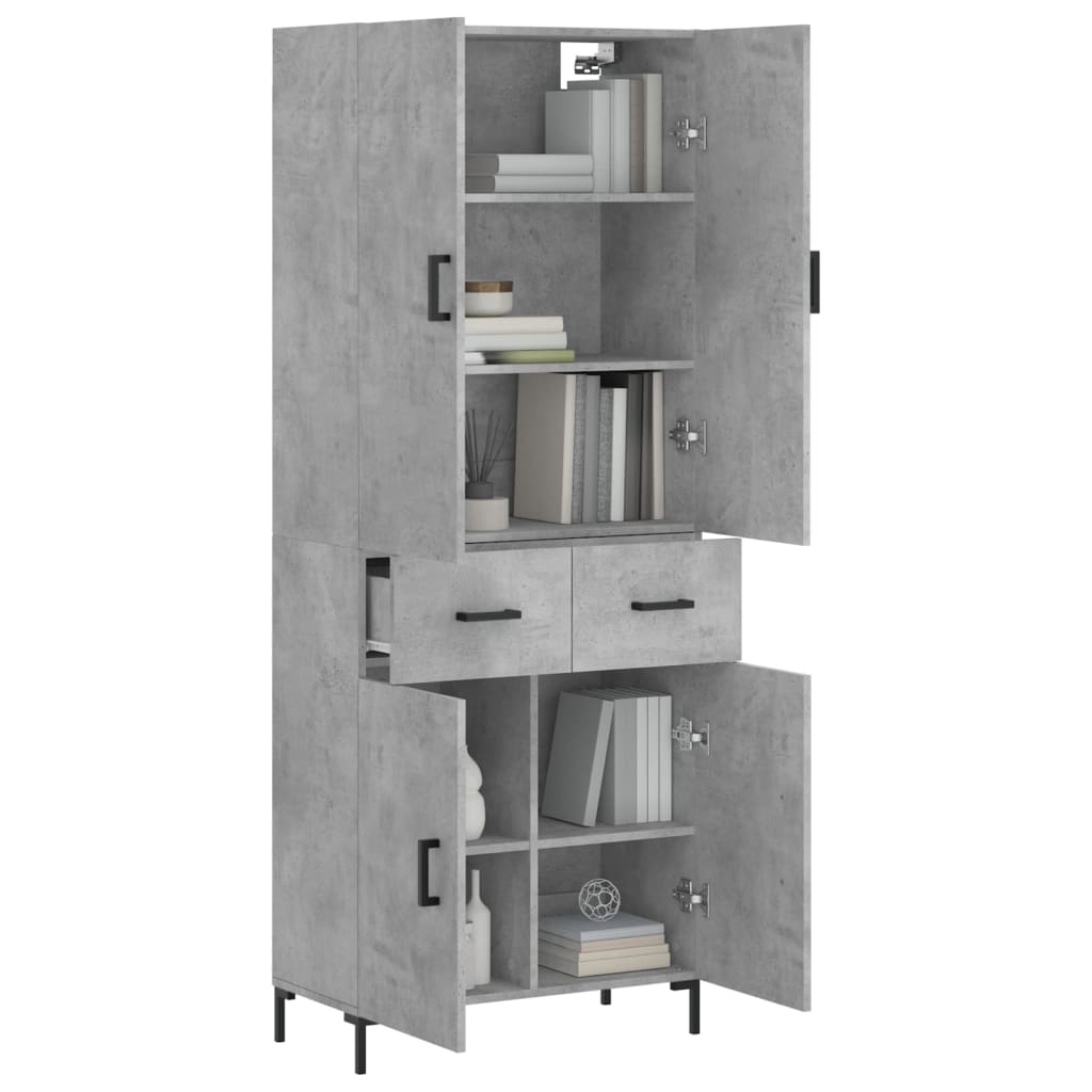 vidaXL Buffet haut Gris béton 69,5x34x180 cm Bois d'ingénierie