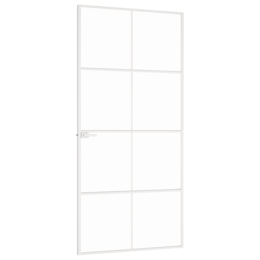 vidaXL Porte d'intérieur Blanc 93x201,5 cm Trempé verre aluminium fin