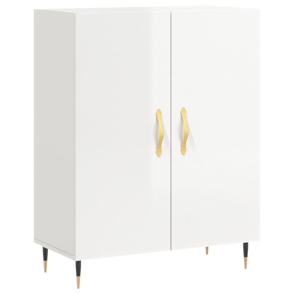 vidaXL Buffet haut Blanc brillant 69,5x34x180 cm Bois d'ingénierie