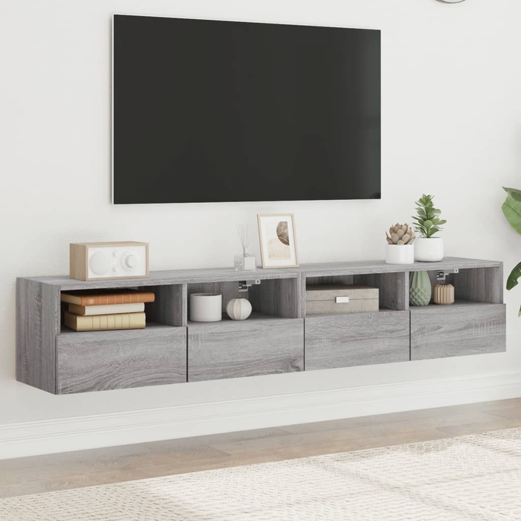 vidaXL Meubles TV muraux 2pcs sonoma gris 80x30x30cm bois d'ingénierie