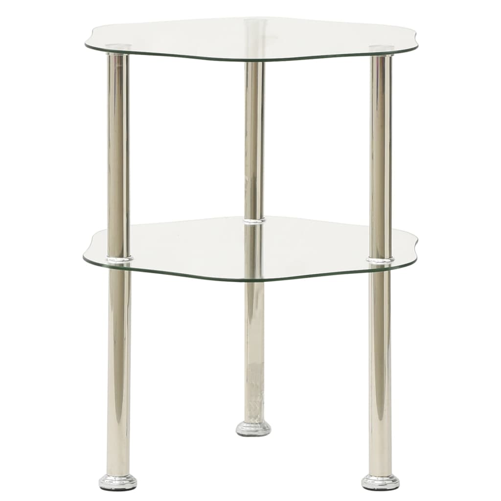 vidaXL Table d'appoint 2 niveaux Transparent 38x38x50 cm Verre trempé