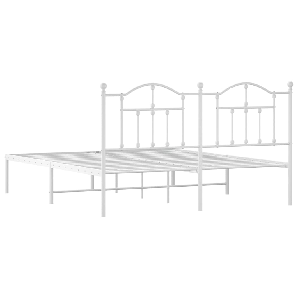 vidaXL Cadre de lit métal sans matelas et tête de lit blanc 183x213 cm