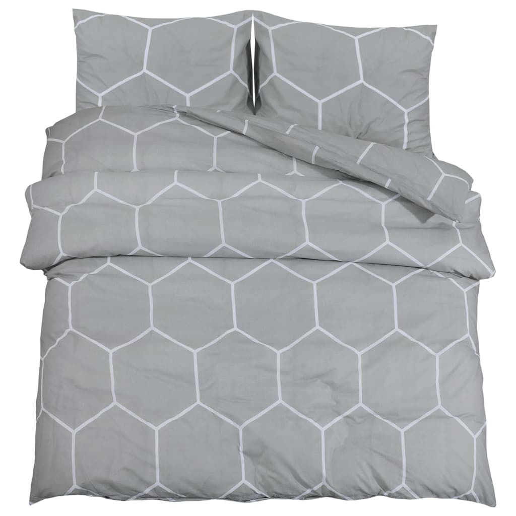 vidaXL Ensemble de housse de couette Gris 140x200 cm Coton