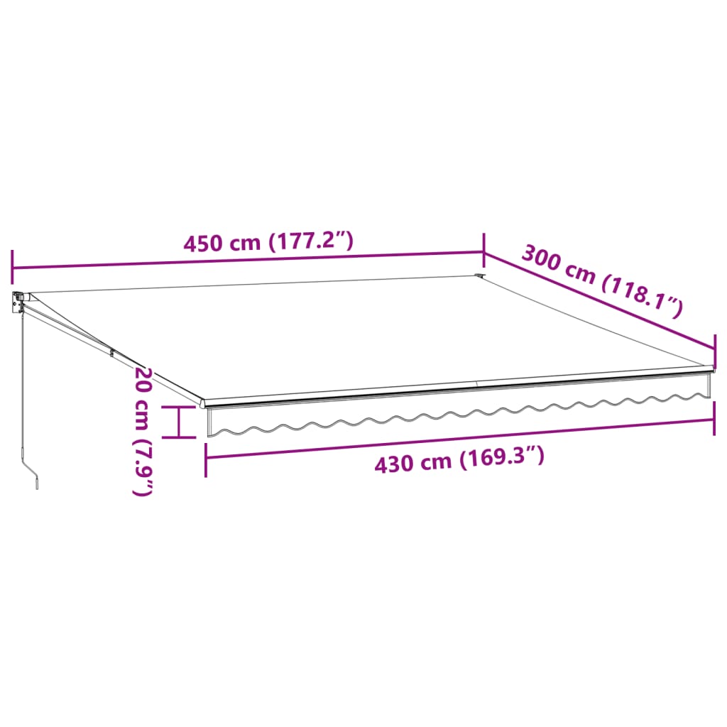 vidaXL Auvent manuel rétractable marron 450x300 cm