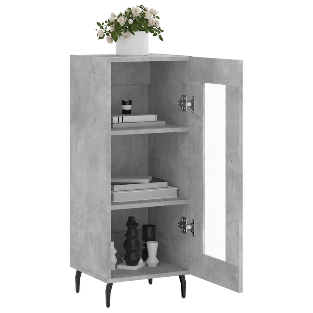 vidaXL Buffet Gris béton 34,5x34x90 cm Bois d'ingénierie