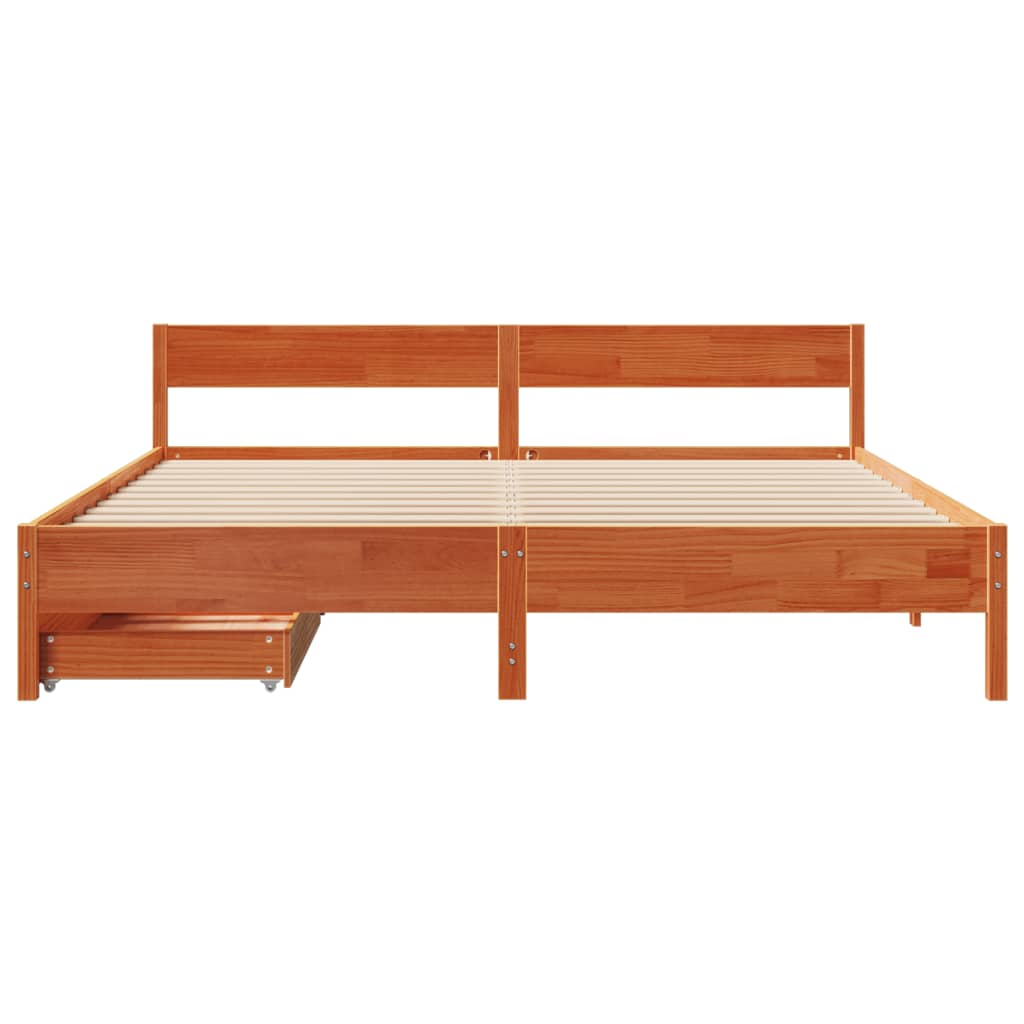 vidaXL Cadre de lit sans matelas cire marron 200x200cm bois pin massif