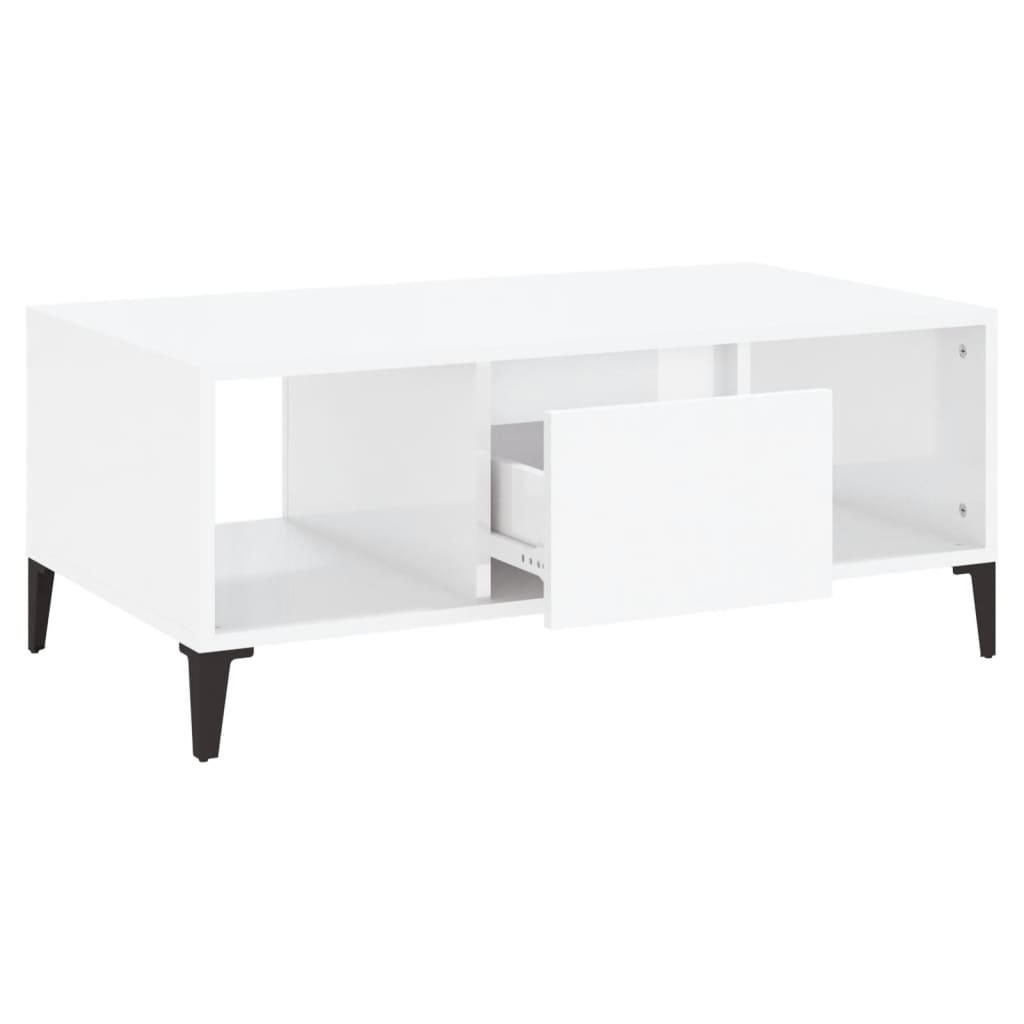 vidaXL Table basse Blanc brillant 90x50x36,5 cm Bois d'ingénierie