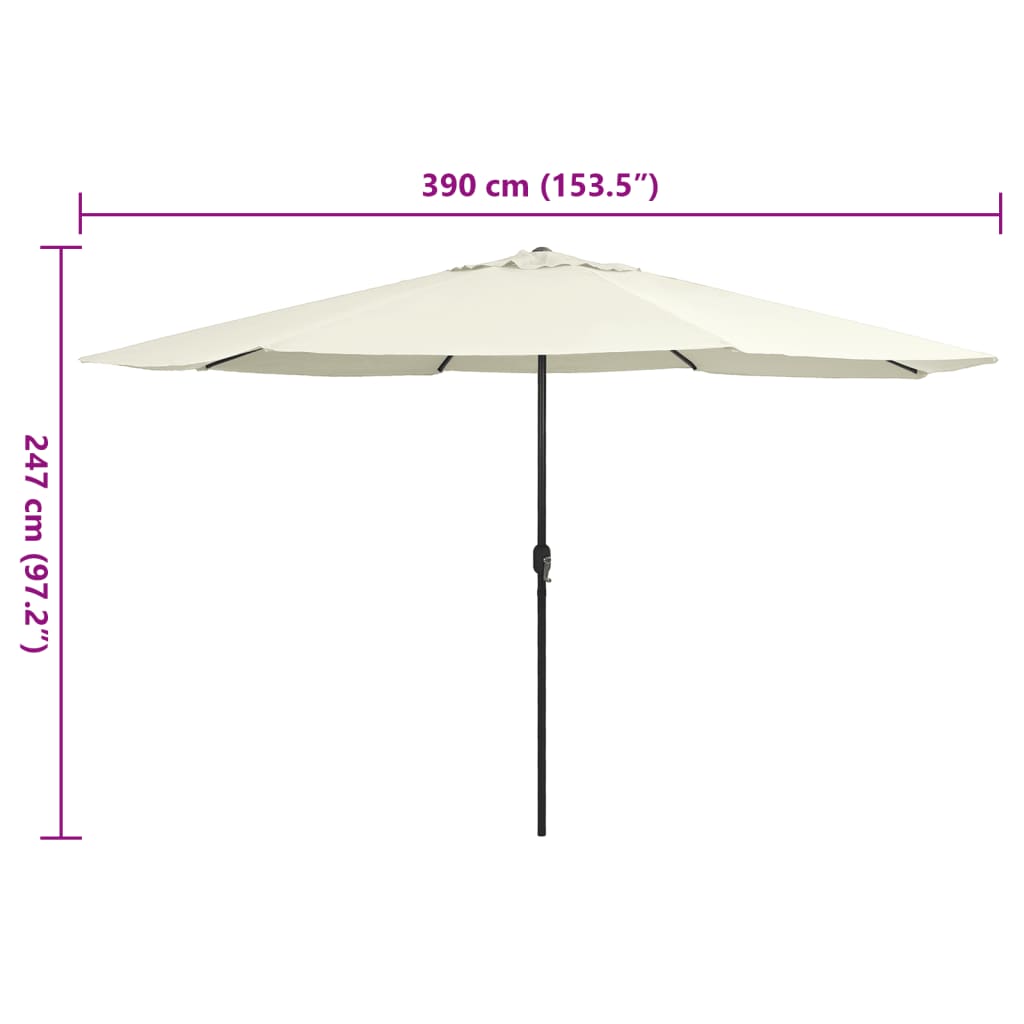 vidaXL Parasol de jardin avec mât en métal 390 cm blanc sable