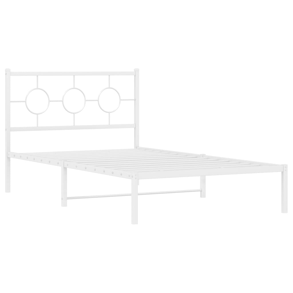 vidaXL Cadre de lit métal sans matelas et pied de lit blanc 107x203 cm