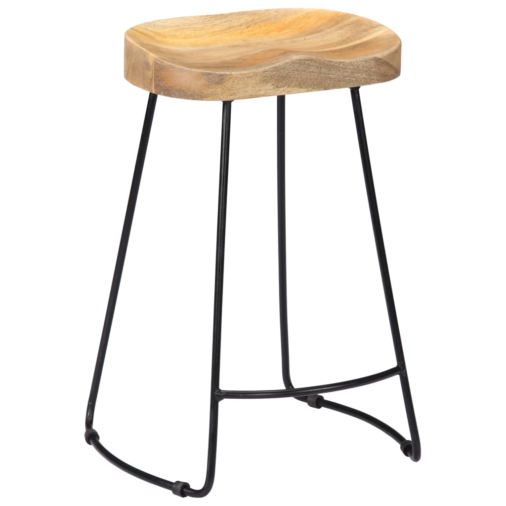 vidaXL Tabourets de bar Gavin lot de 2 bois de manguier massif