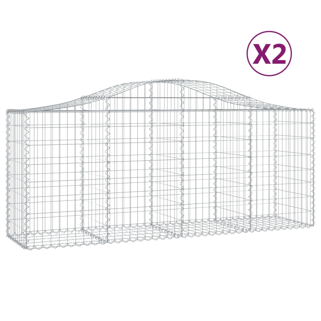 vidaXL Paniers à gabions arqués 2 pcs 200x50x80/100 cm Fer galvanisé