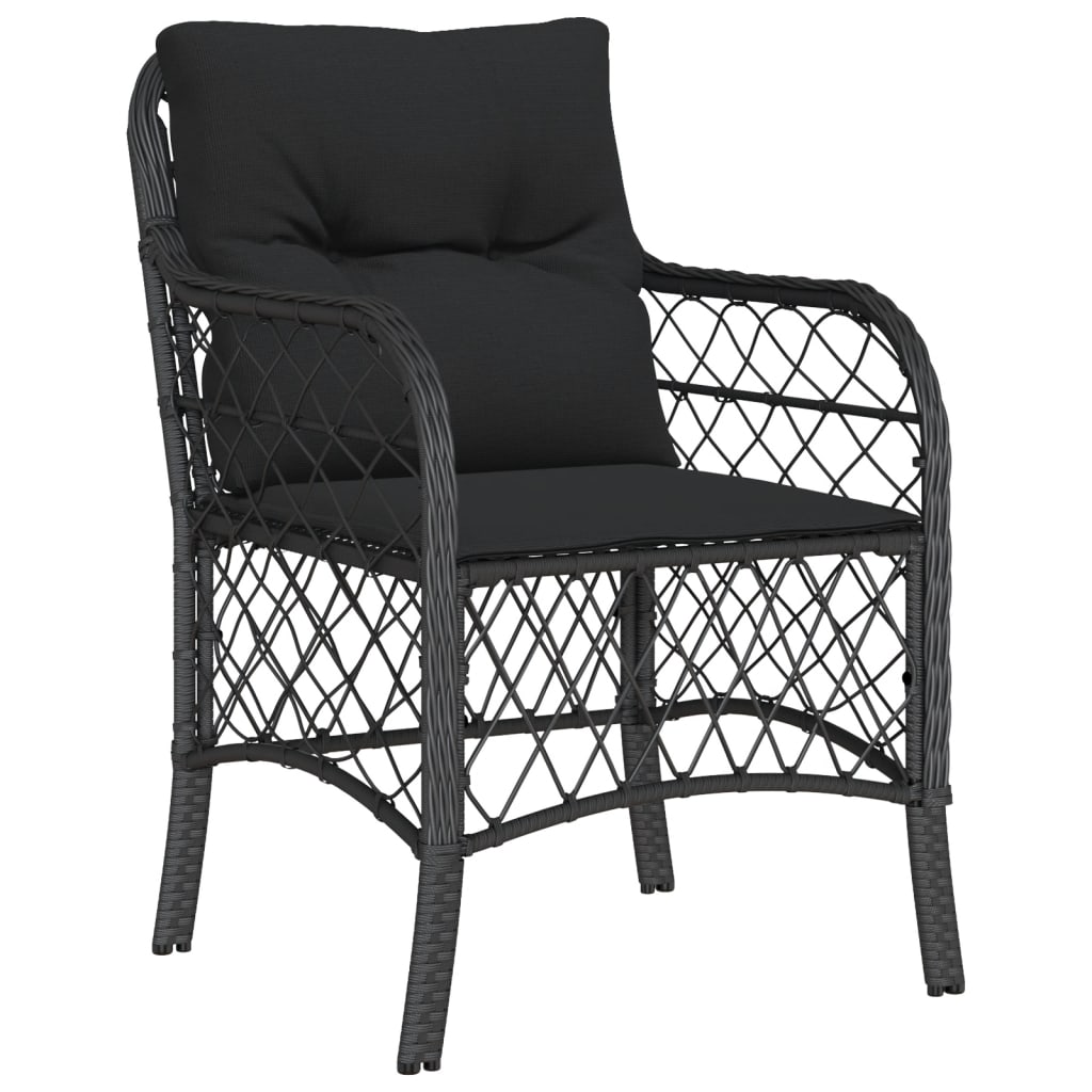 vidaXL Ensemble à manger de jardin coussins 5pcs Noir Résine tressée