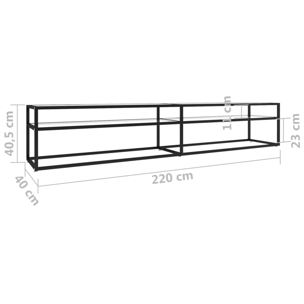 vidaXL Meuble TV transparent 220x40x40,5 cm verre trempé