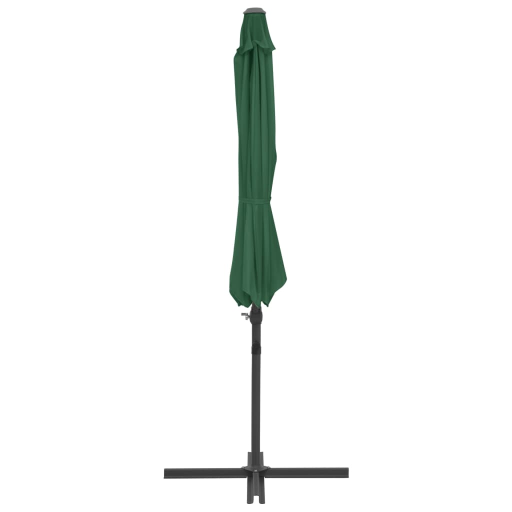 vidaXL Parasol de jardin en porte-à-faux avec mât en acier vert