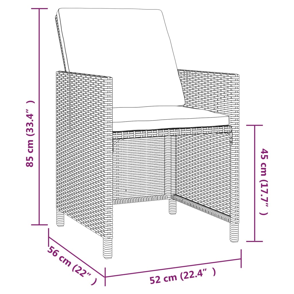 vidaXL Ensemble à manger de jardin coussins 9pcs Résine tressée Gris