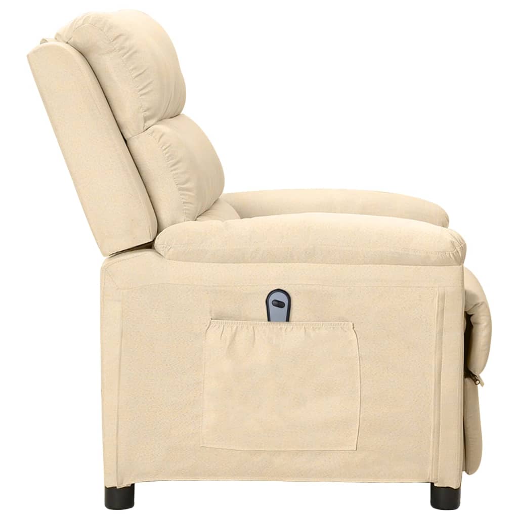 vidaXL Fauteuil inclinable électrique Crème Tissu