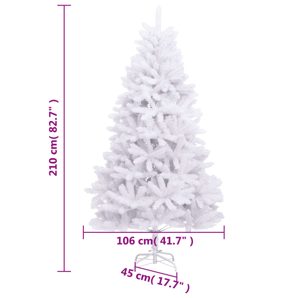 vidaXL Sapin de Noël artificiel à charnières avec support blanc 210 cm