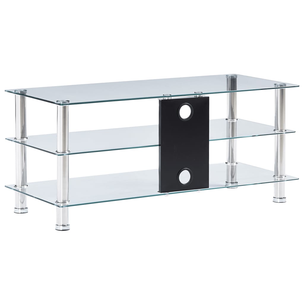 vidaXL Meuble TV transparent 90x40x40 cm verre trempé