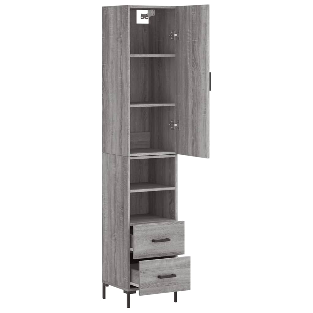 vidaXL Buffet haut Sonoma gris 34,5x34x180 cm Bois d'ingénierie