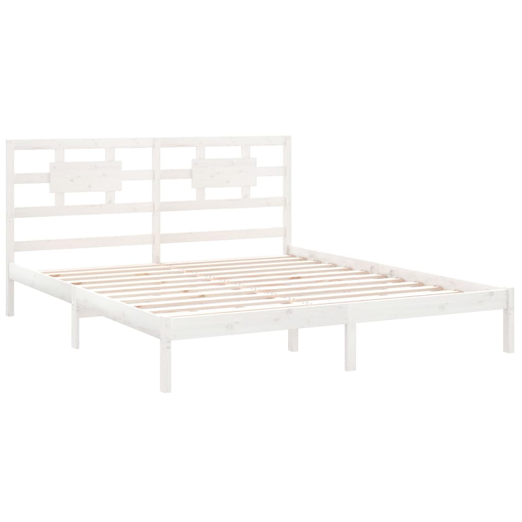 vidaXL Cadre de lit Blanc Bois massif 180x200 cm Super King