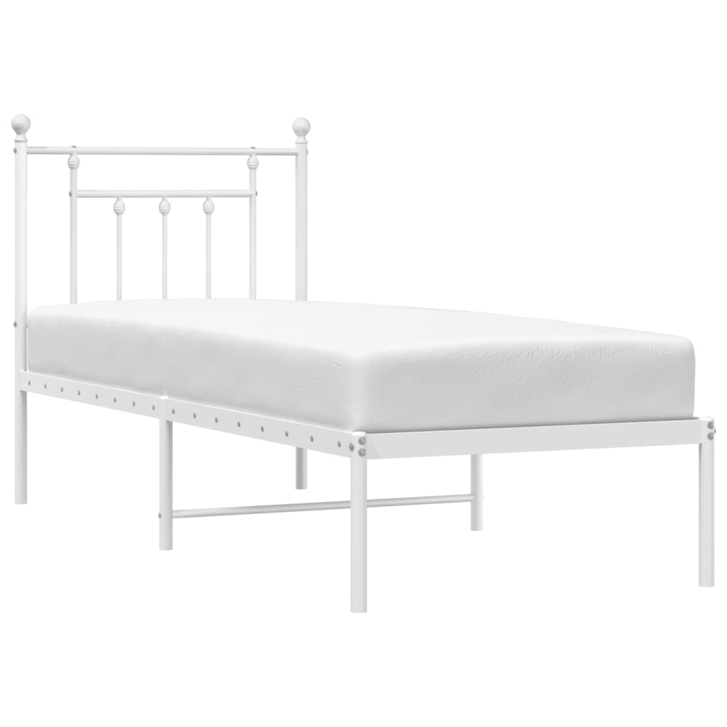 vidaXL Cadre de lit métal sans matelas avec tête de lit blanc 75x190cm