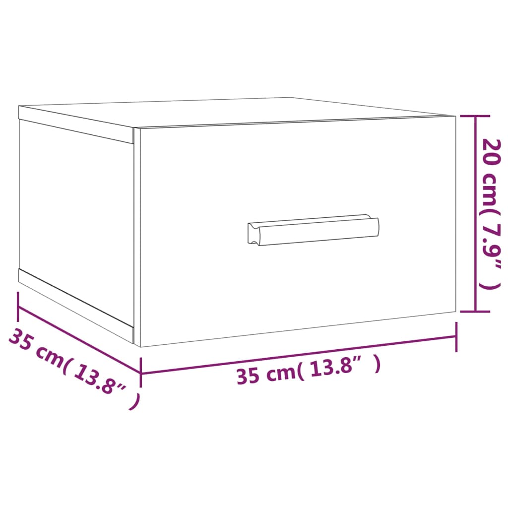 vidaXL Tables de chevet murales 2 pcs sonoma gris 35x35x20 cm